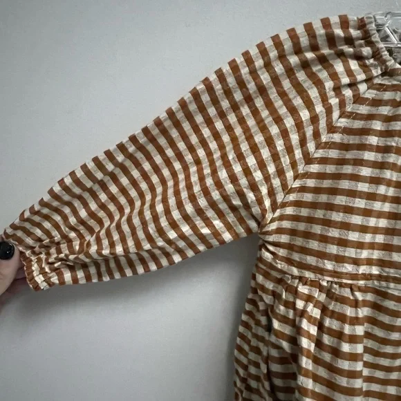 RYLEE + CRU Baby Brown White Gingham Long Sleeve Bubble Onesie Size 12-18 months - Picture 6 of 8